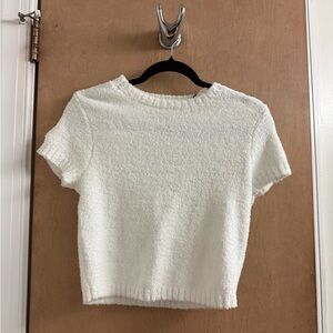 Ugg Zadie Teddy Bear Crop SS Sweater in Cream Sz M